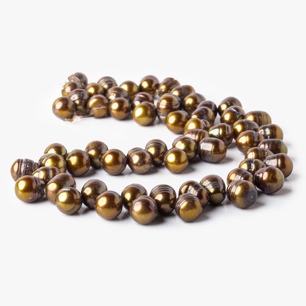 Chocolate Brown Ringed Baroque Pearl Strand – Top-Drilled, 15 Inch