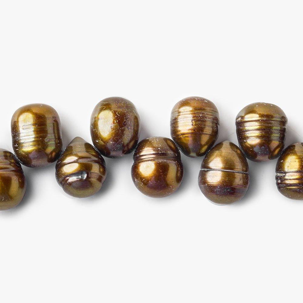 Chocolate Brown Ringed Baroque Pearl Strand – Top-Drilled, 15 Inch