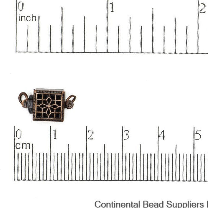 9mm Filigree Flower Square Box Clasp - Made of Brass - Sold Individually - CL/4