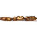 Copper Straight-Drilled Biwa Pearl Strand – 15 Inch, Approx. 20 Pearls