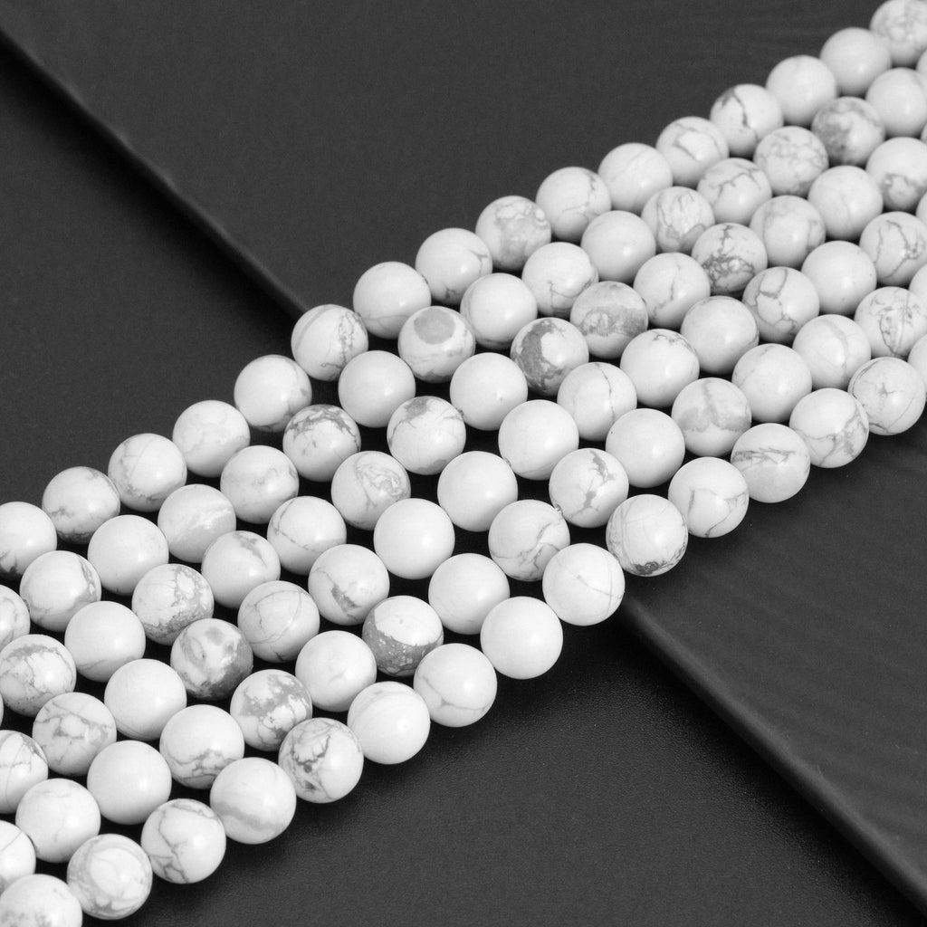Howlite Smooth Round Bead Strand, 8mm–10mm, 15–16 Inches