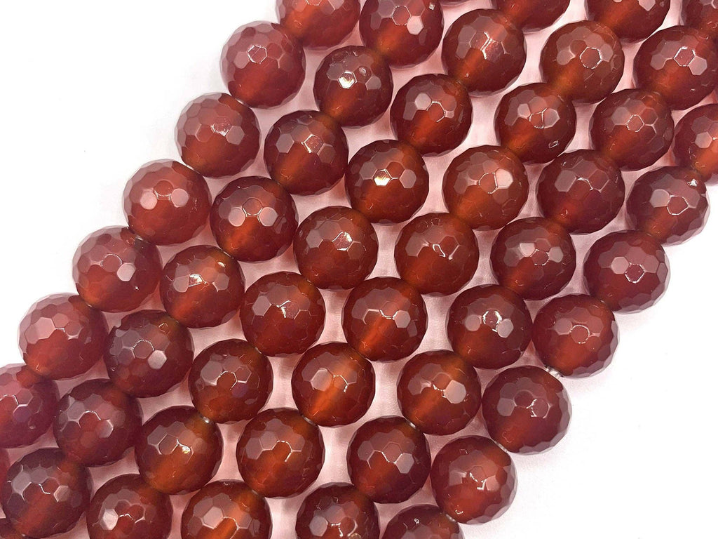 Carnelian Large-Hole Faceted Round Beads, 8–12mm, 7.5–8-Inch Strand