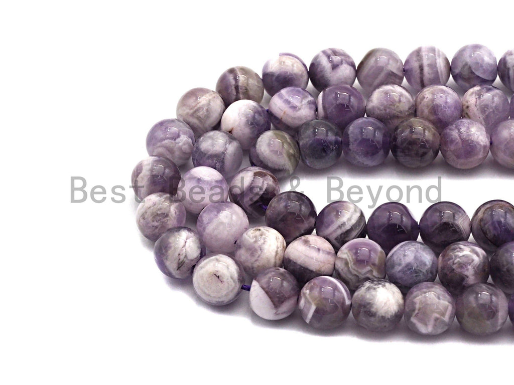 Natural Amethyst Smooth Round Beads, 6–12mm, 15–16-Inch Strand