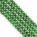 Green Agate Smooth Round Beads with Gold-Tone Stripe, 8–12mm