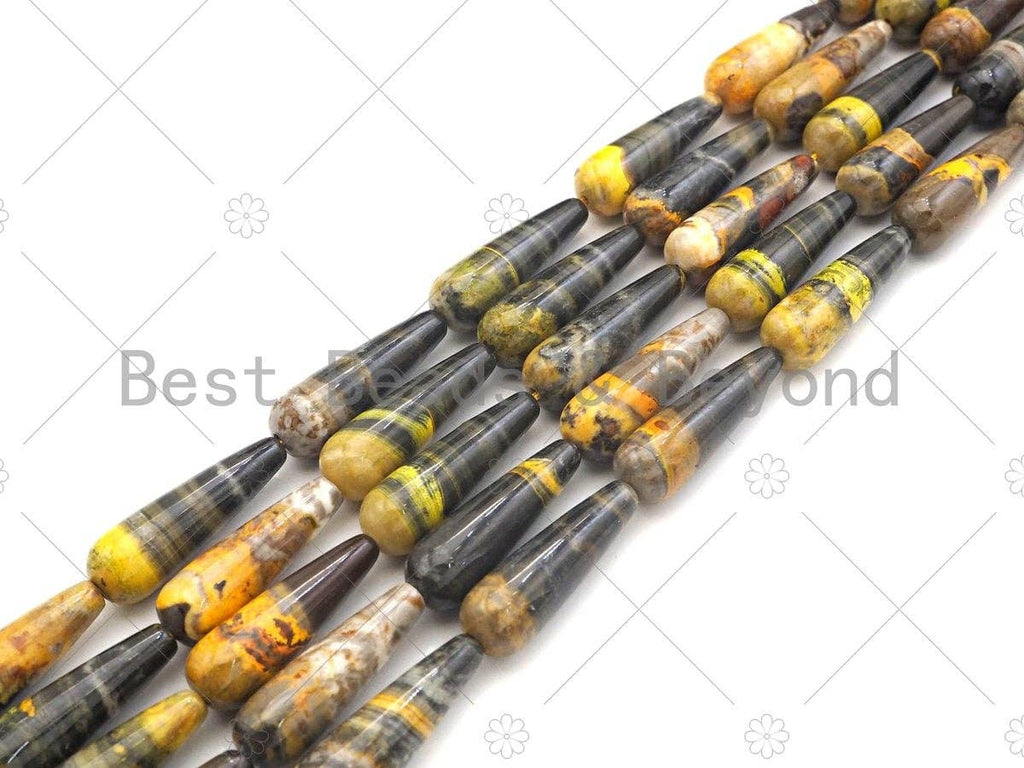 Bumblebee Jasper Smooth Teardrop Beads, 15–16-Inch Strand