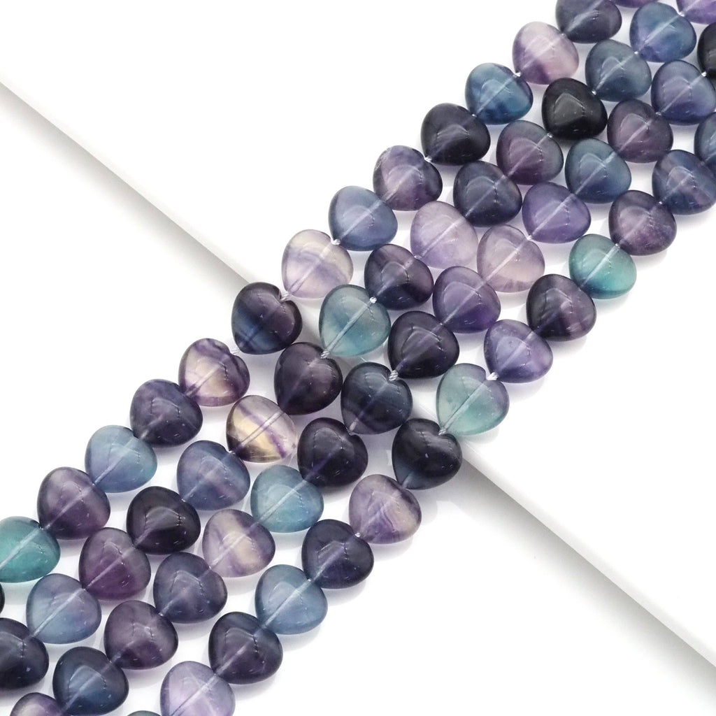 Genuine Fluorite smooth Heart Beads, 14mm, Sku#U1565