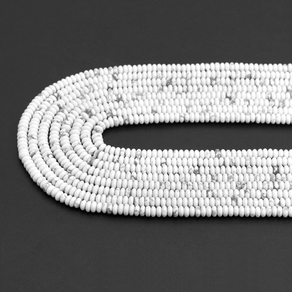 Howlite Smooth Rondelle Bead Strand, 2 × 4mm, 15–16 Inches
