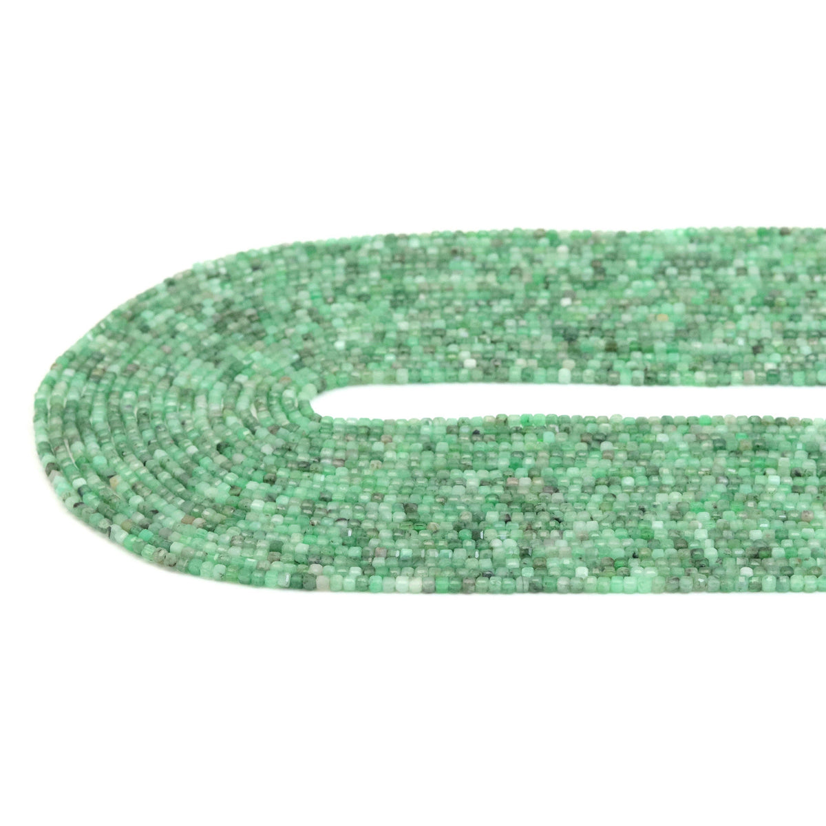 Emerald Faceted Cube Bead Strand – 2.5mm, 15–16 Inches