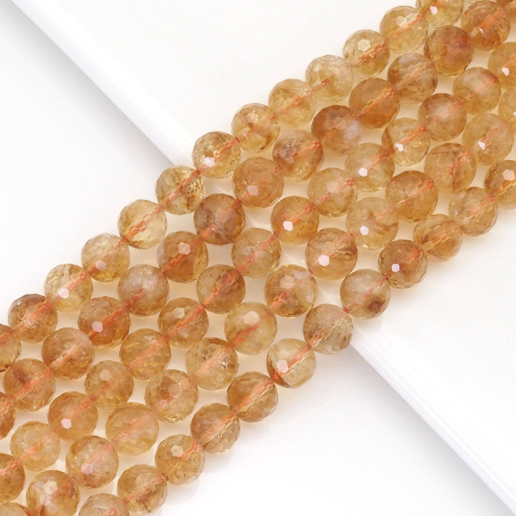 Citrine Faceted Round Beads, 6–10mm, 15–16-Inch Strand