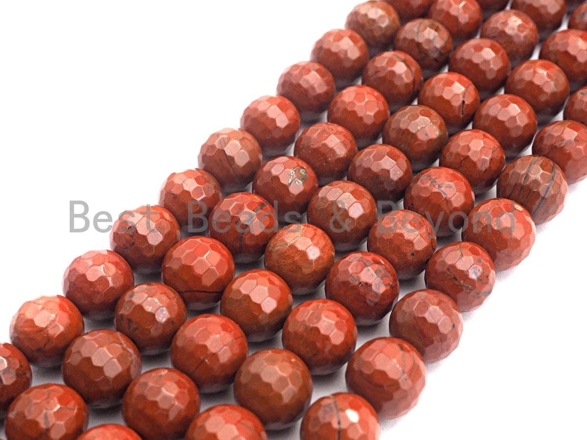 Red Jasper Faceted Round Beads, 15–16-Inch Strand