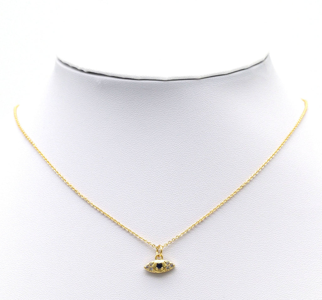 CZ Blue Evil Eye Charm - Gold Filled Pendant 12.5x8mm