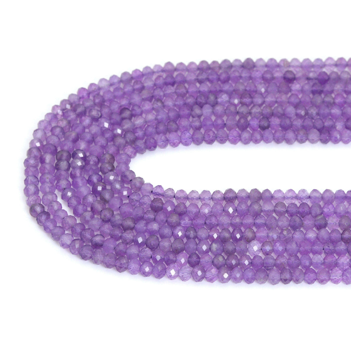 3x4mm Amethyst Faceted Rondelle Beads, 15–16-Inch Strand