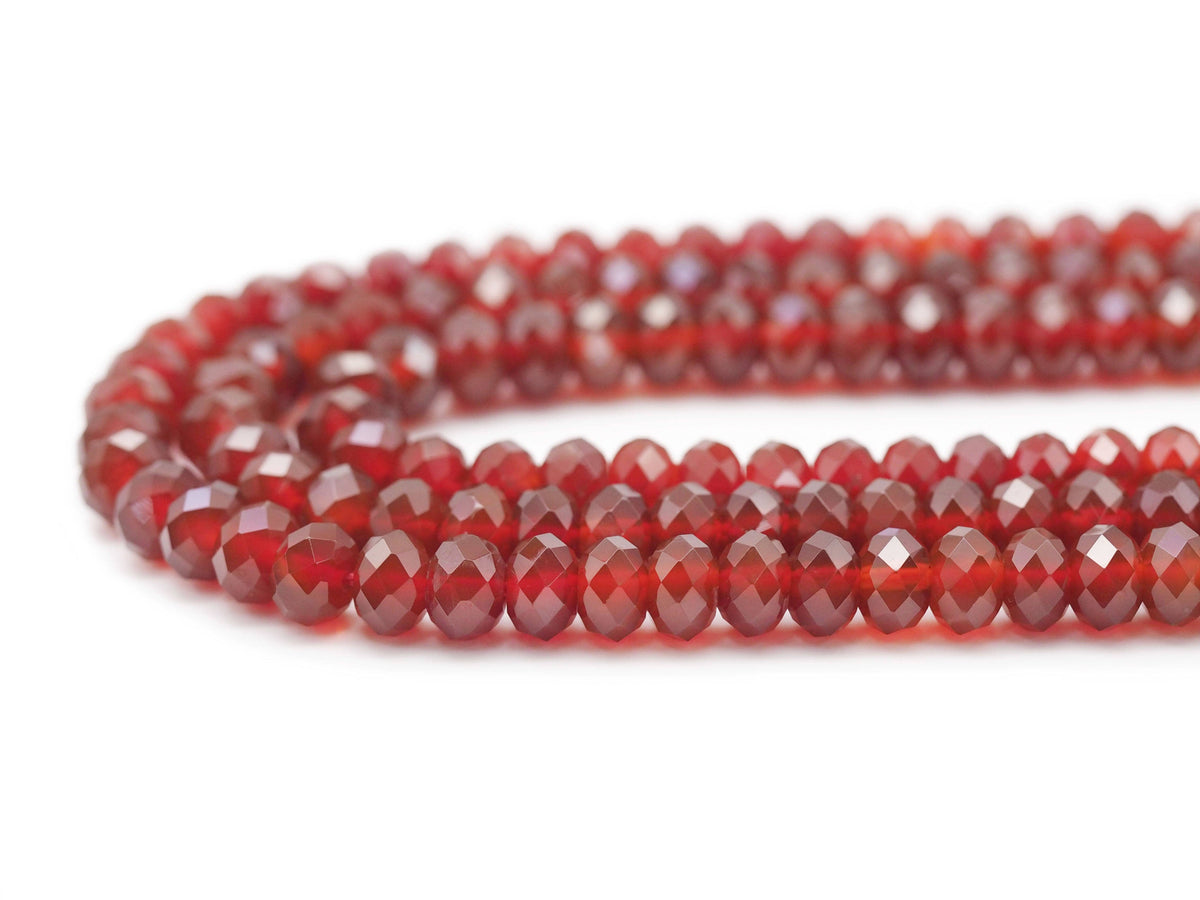 Carnelian Faceted Rondelle Beads, 2 × 4–5 × 8mm, 15–16-Inch Strand