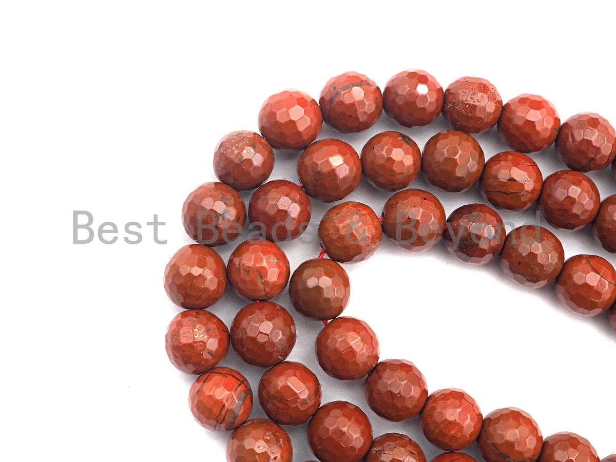 Red Jasper Faceted Round Beads, 15–16-Inch Strand