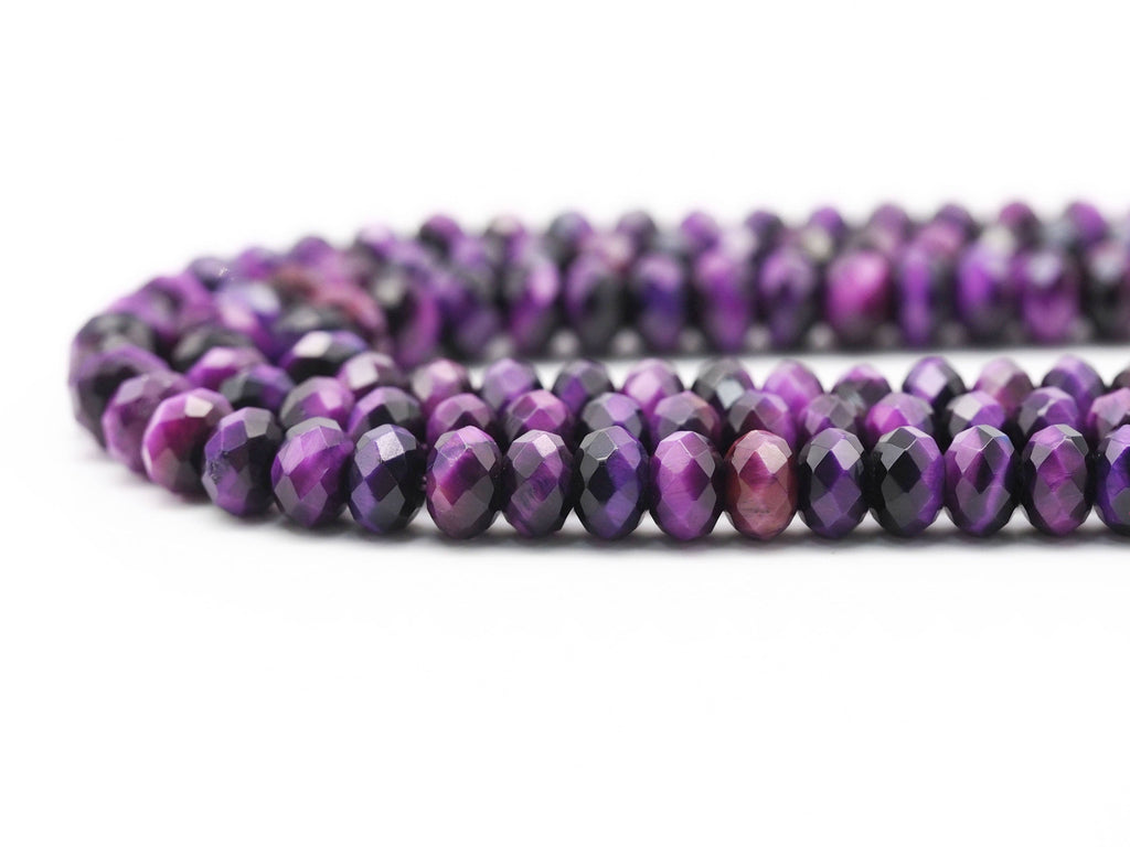 Purple Tiger’s Eye Faceted Rondelle Beads, 15–16-Inch Strand