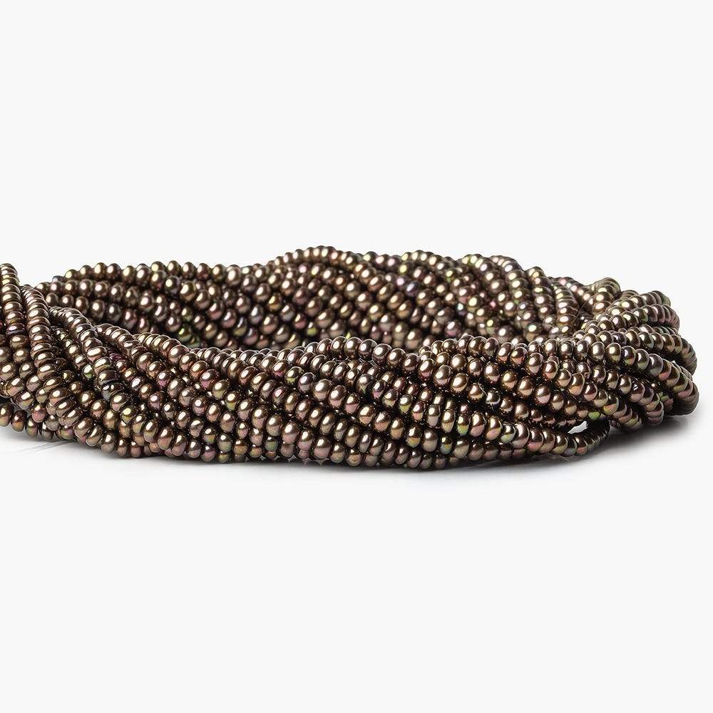 Eggplant Button Freshwater Pearl Strand – 3mm, Center-Drilled