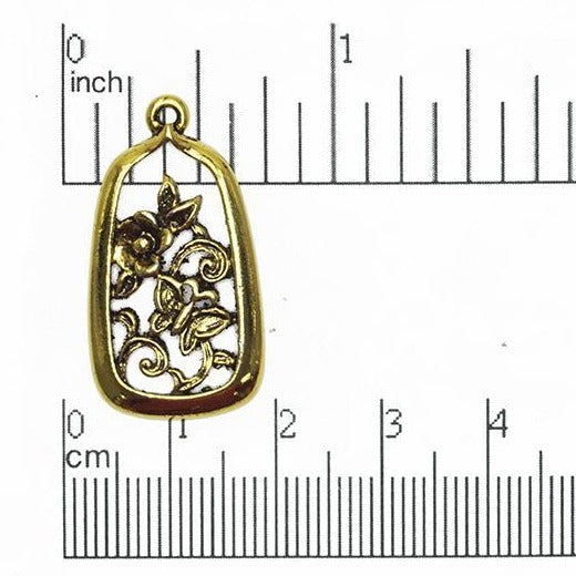 30mm x 16mm Filigree Flower Butterfly Pendant Charm - Made of Pewter - Sold Individually - CBS4029