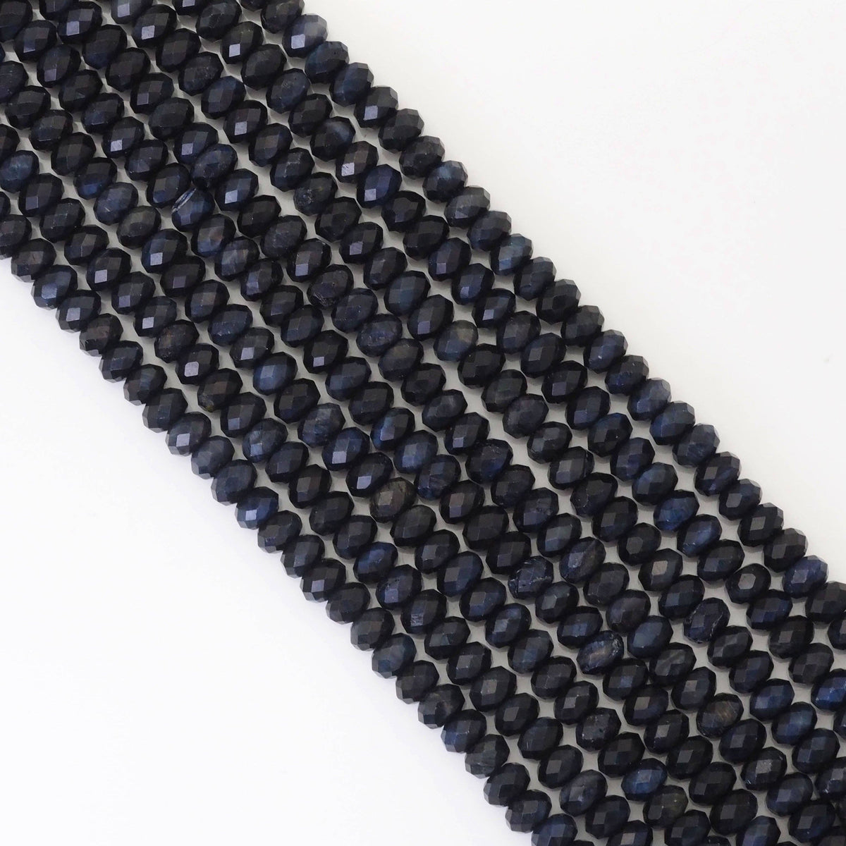 Blue Tiger’s Eye Faceted Rondelle Beads, 4 × 6mm, 15–16-Inch Strand