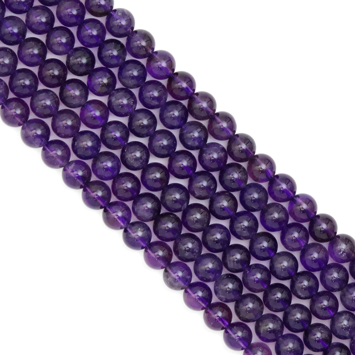 Amethyst Smooth Round Beads, 4–14mm, 15–16-Inch Strand