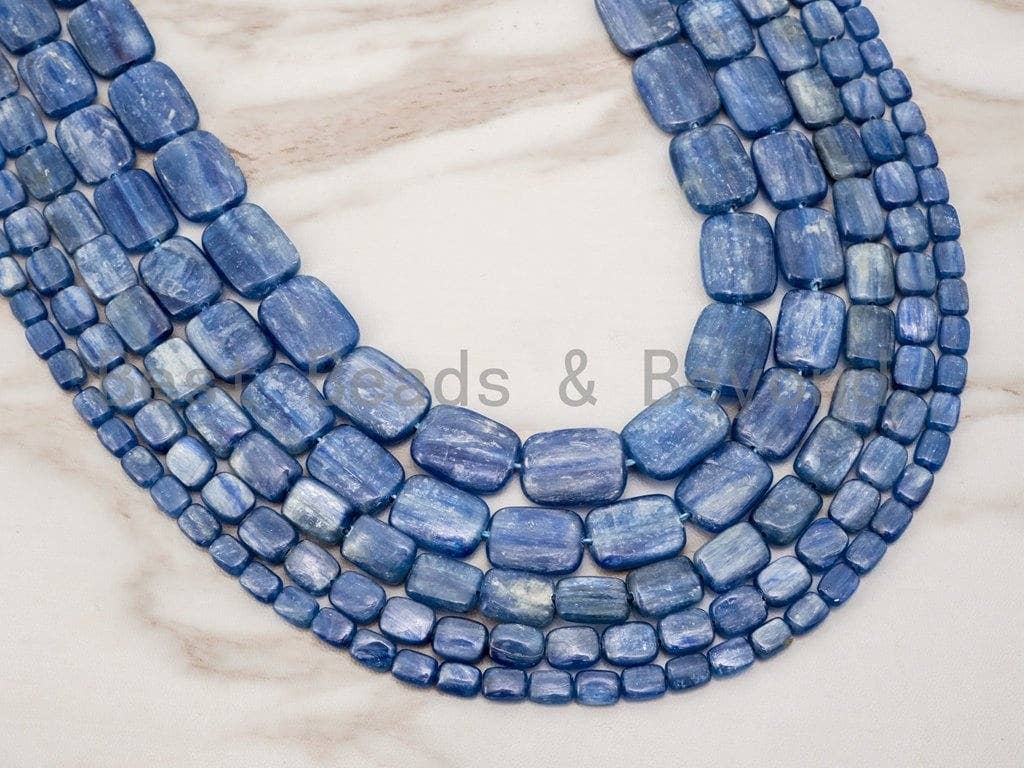 Blue Kyanite Smooth Flat Rectangle Beads, 15–16-Inch Strand
