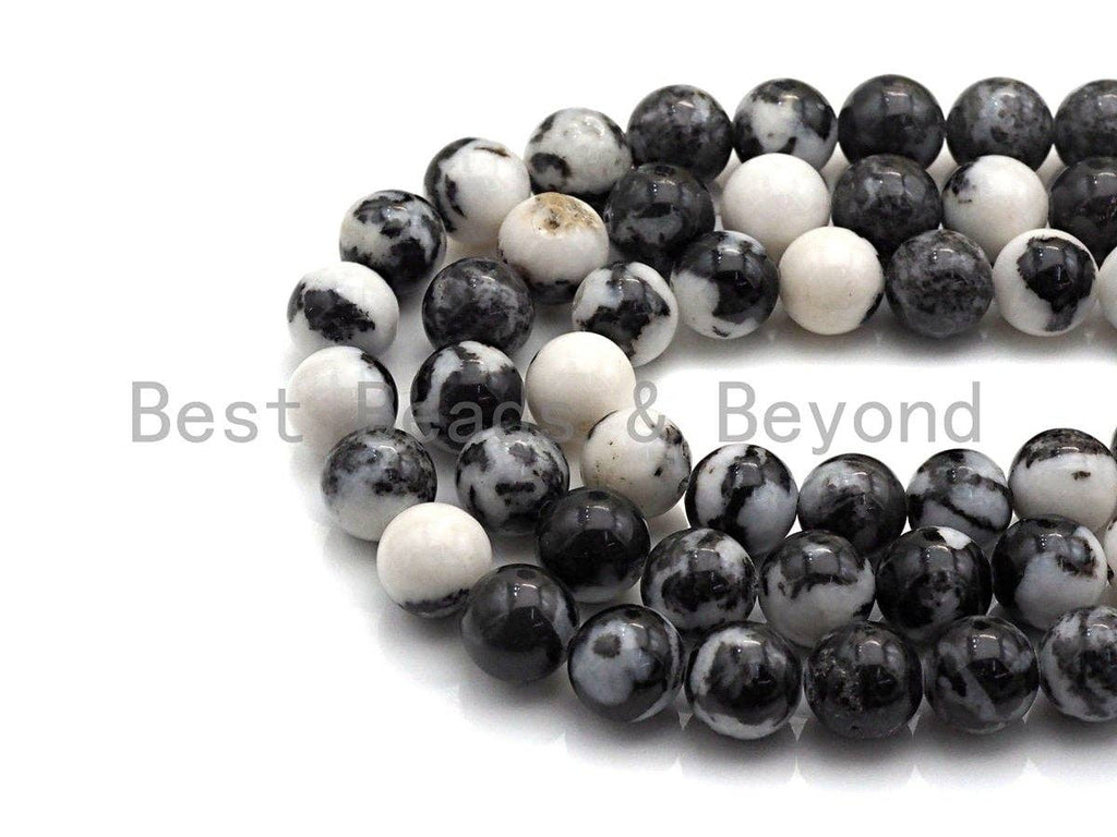 Natural Zebra Jasper Smooth Round Beads, 15.5-Inch Strand