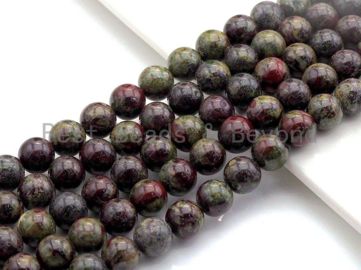 Natural Dragon Blood Jasper Smooth Round Beads, 15.5-Inch Strand