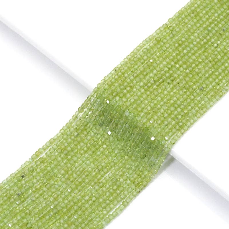 Peridot Faceted Cube Beads, 2.5mm, 15–16-Inch Strand