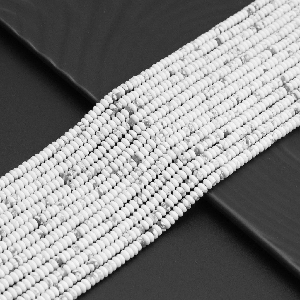Howlite Smooth Rondelle Bead Strand, 2 × 4mm, 15–16 Inches