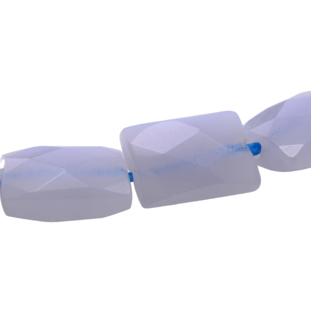 Blue Lace Agate Faceted Pillow Rectangle Beads, 8-Inch Strand