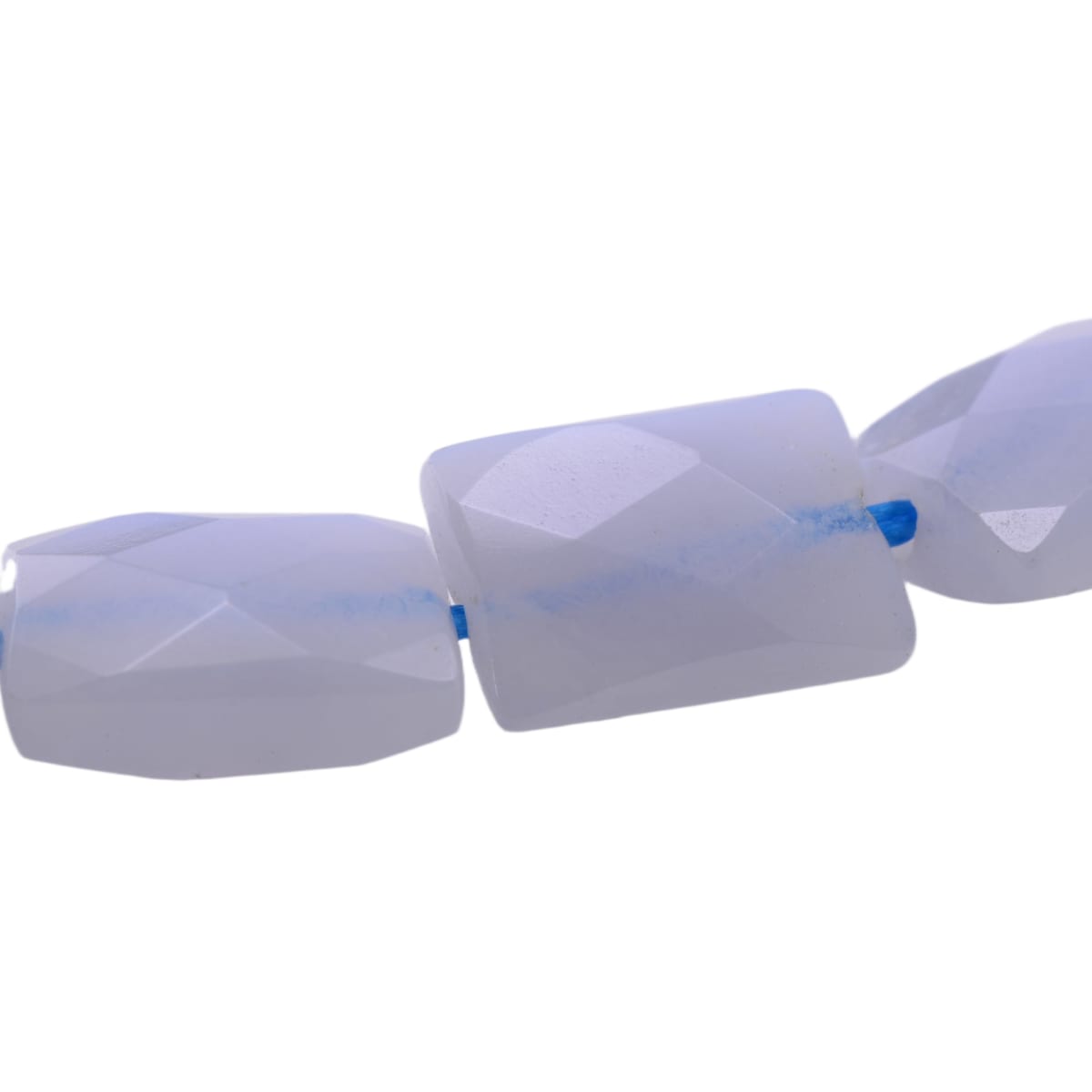 Blue Lace Agate Faceted Pillow Rectangle Beads, 8-Inch Strand