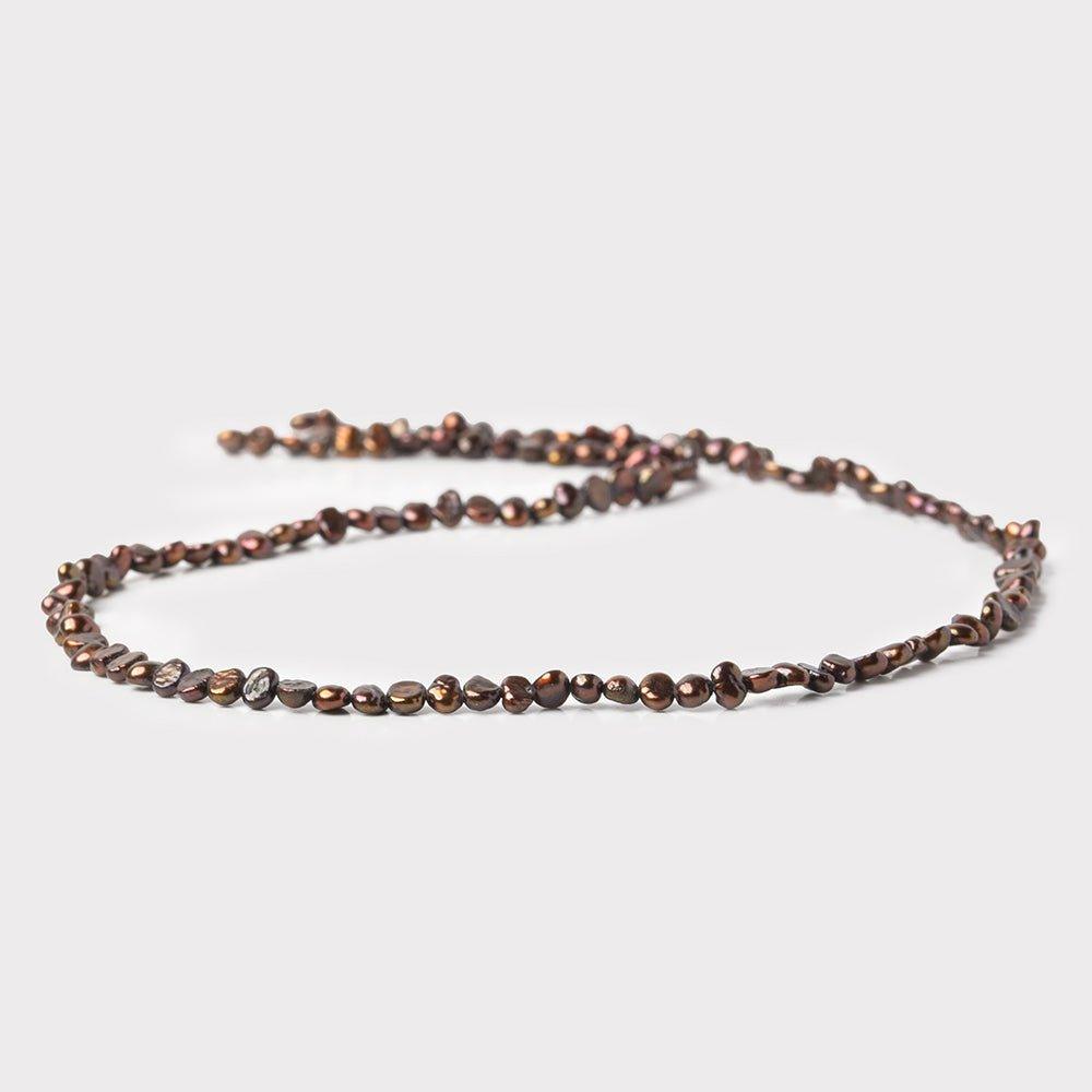 Iridescent Brown Baroque Freshwater Pearl Strand – 3–4mm, 15 Inch