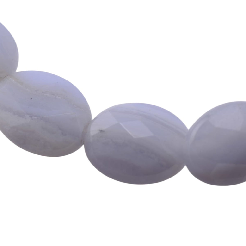 Blue Lace Agate Faceted Oval Beads, 12-Inch, 33-Bead Strand