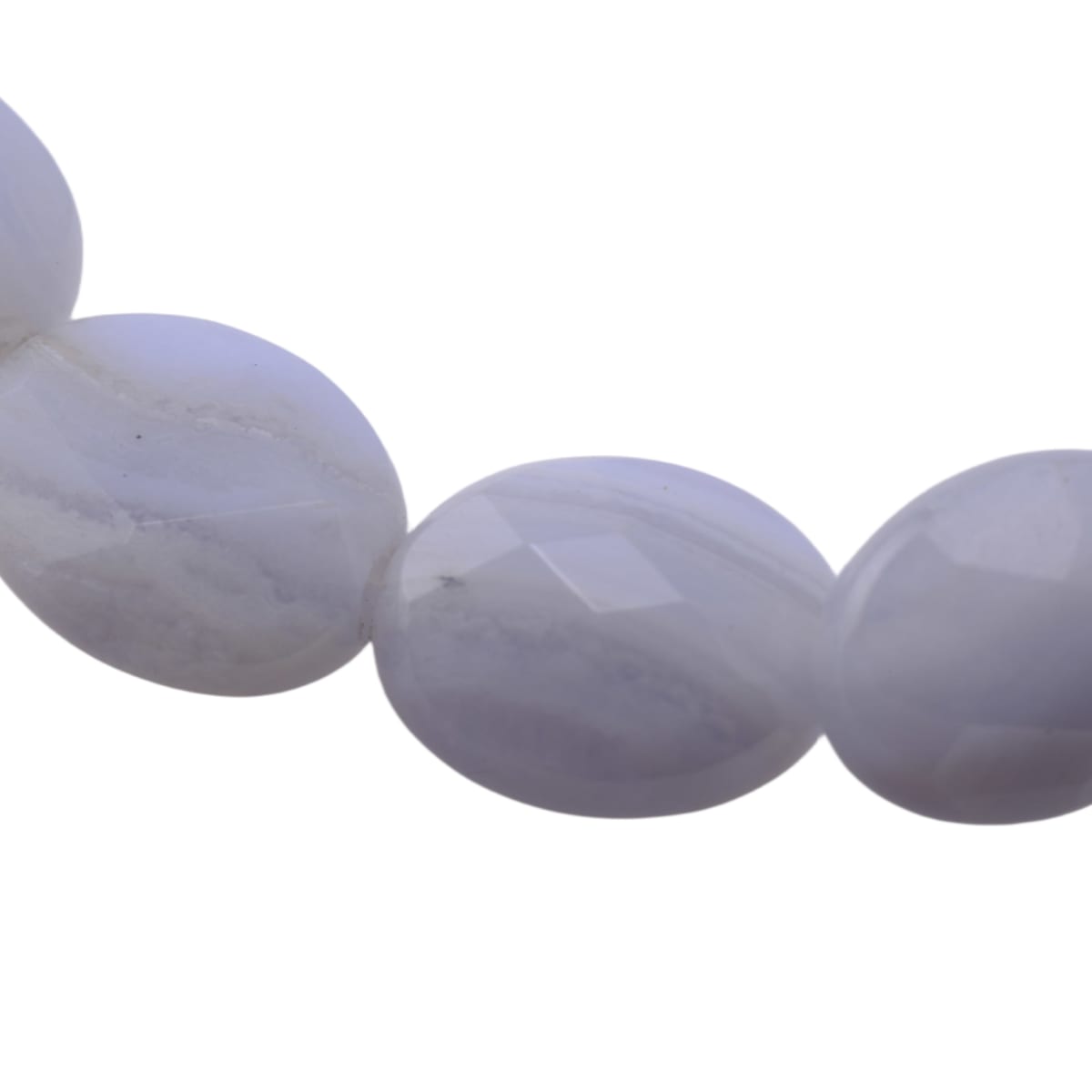 Blue Lace Agate Faceted Oval Beads, 12-Inch, 33-Bead Strand
