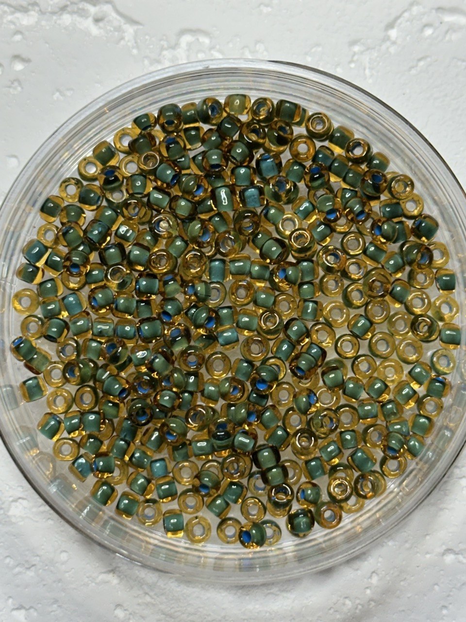 Toho 6/0 399F Seafoam Green Lined Dark Topaz Seed Beads - 10 g