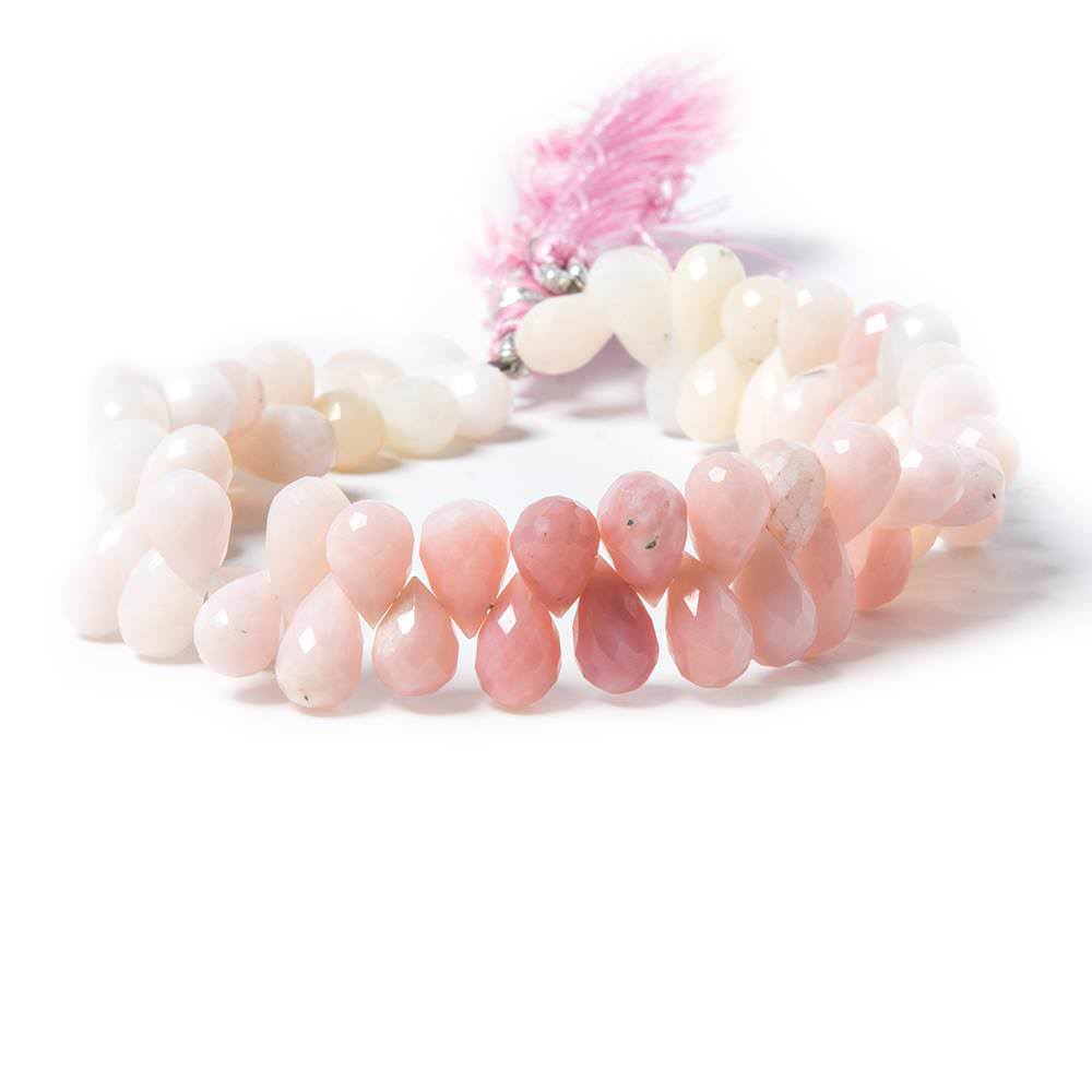 9x6–11x5mm Pink Peruvian Opal Faceted Teardrop Beads, 8-Inch Strand