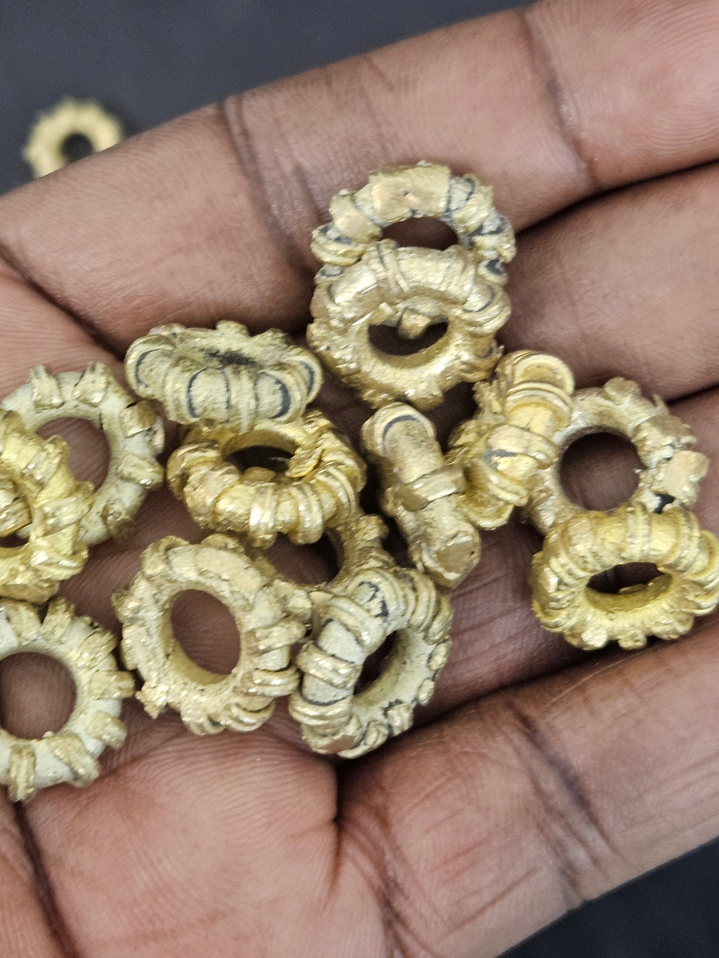 Ashanti Brass Ribbed Ring Spacer Beads – 14mm, Approx. 20 Pack
