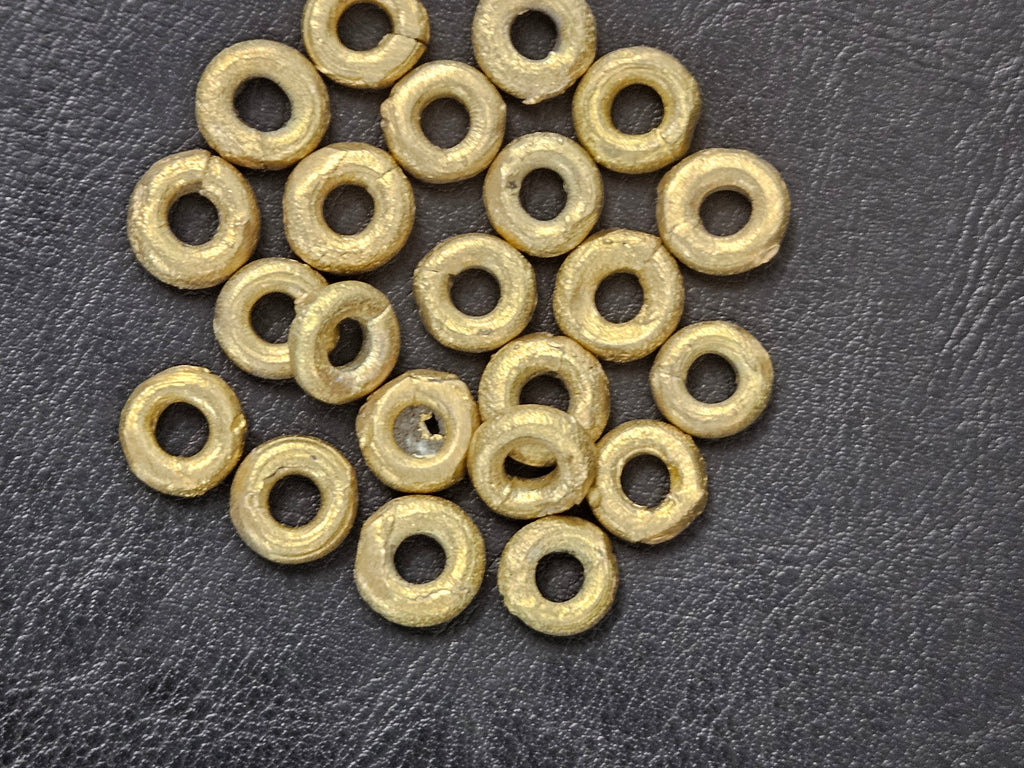 Ashanti Brass Ring Spacer Beads – 10–13mm, Approx. 23 Pack