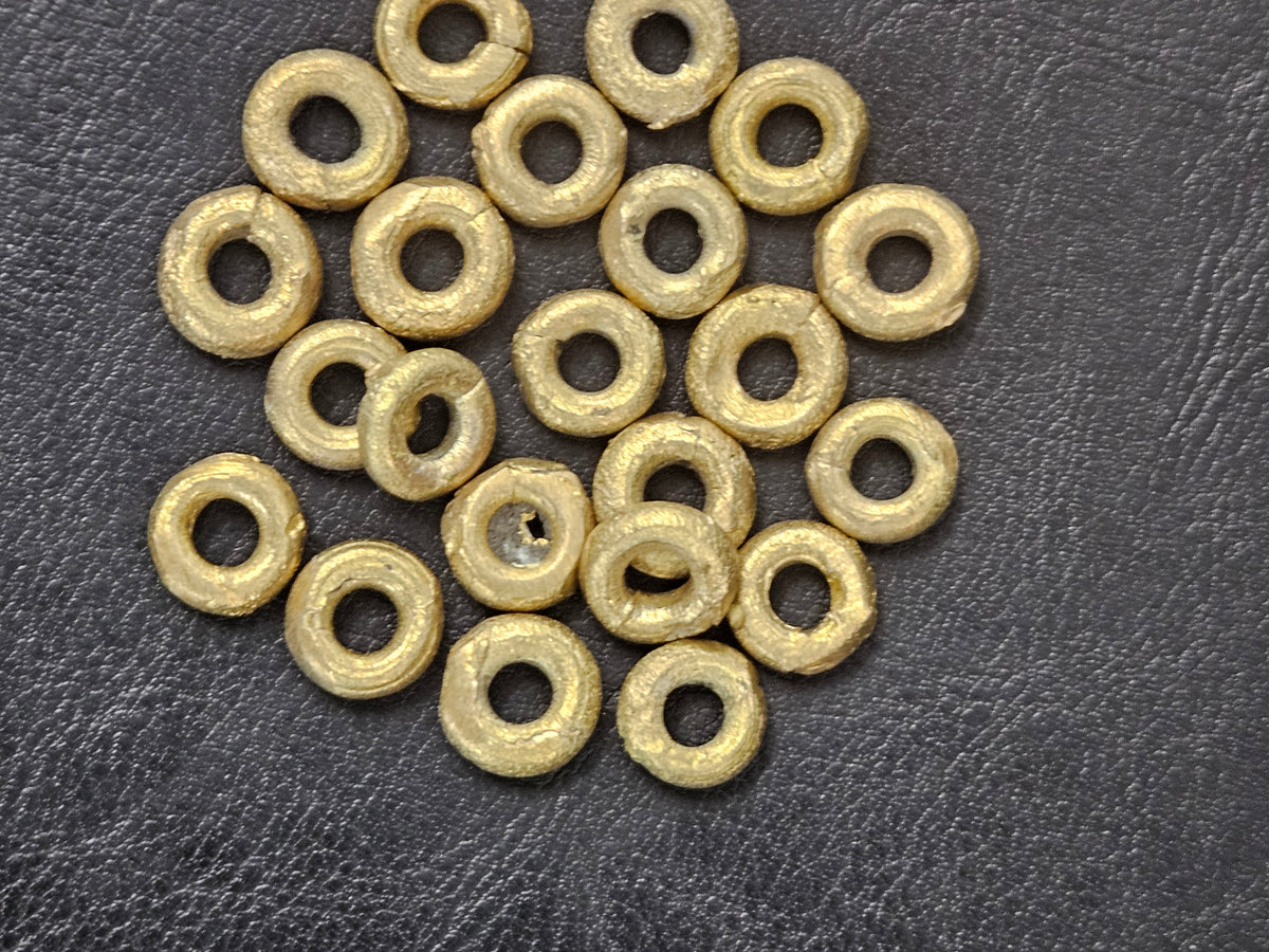Ashanti Brass Ring Spacer Beads – 10–13mm, Approx. 23 Pack