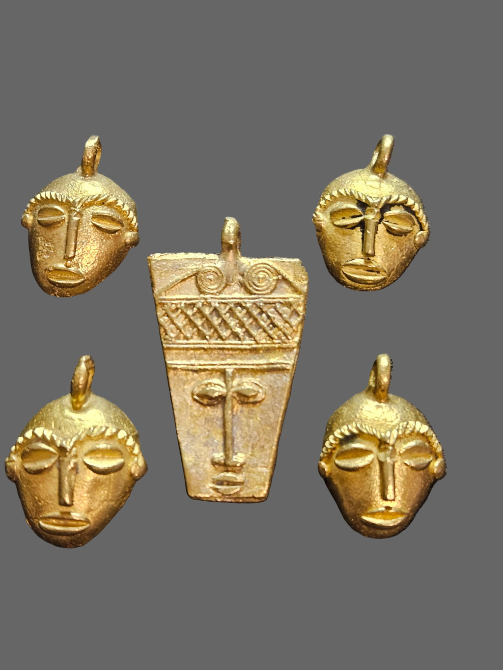 ashanti brass mask pendant set colorful ghanaian artisan