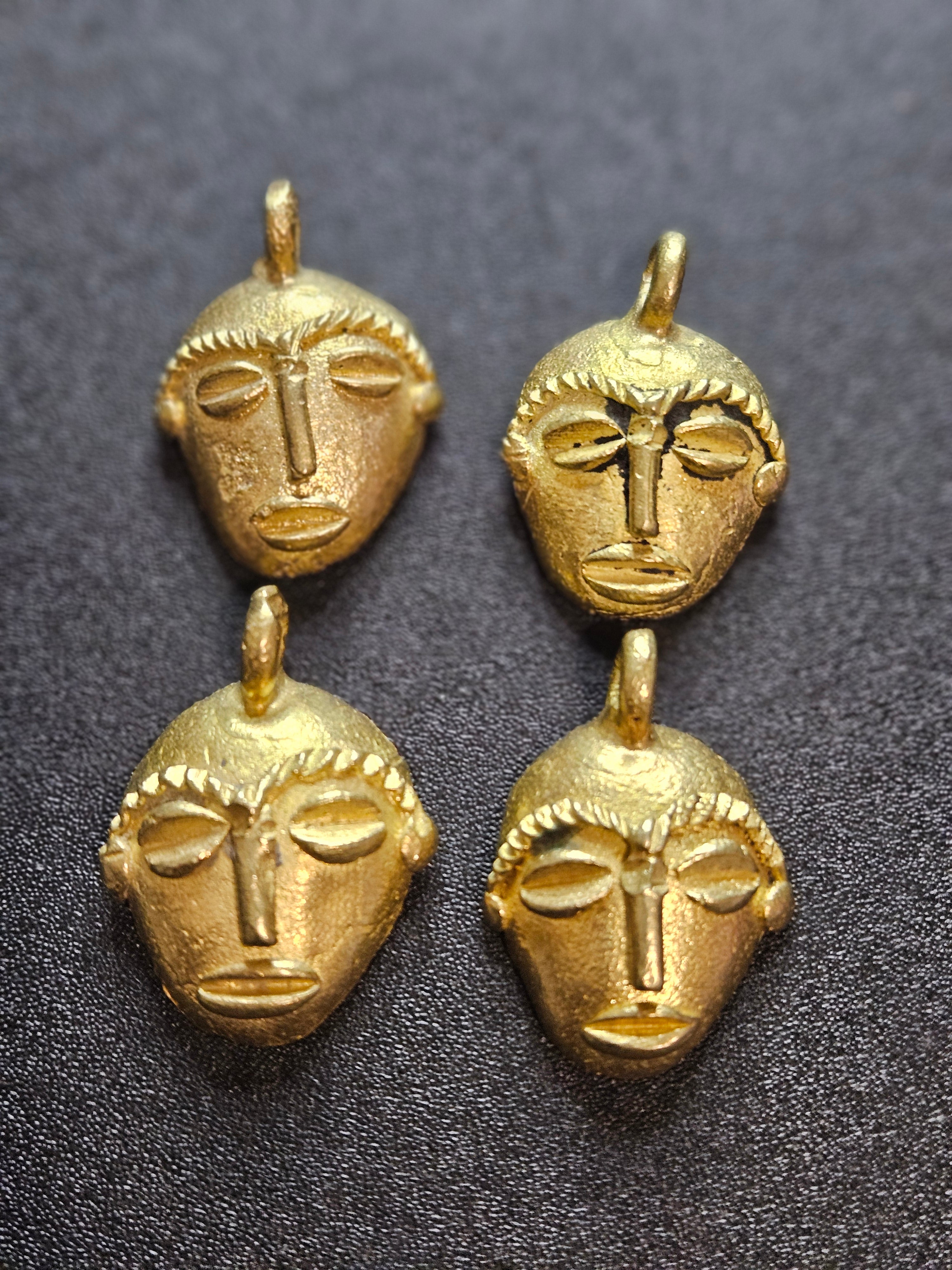 ashanti brass mask pendant set all 5 masks