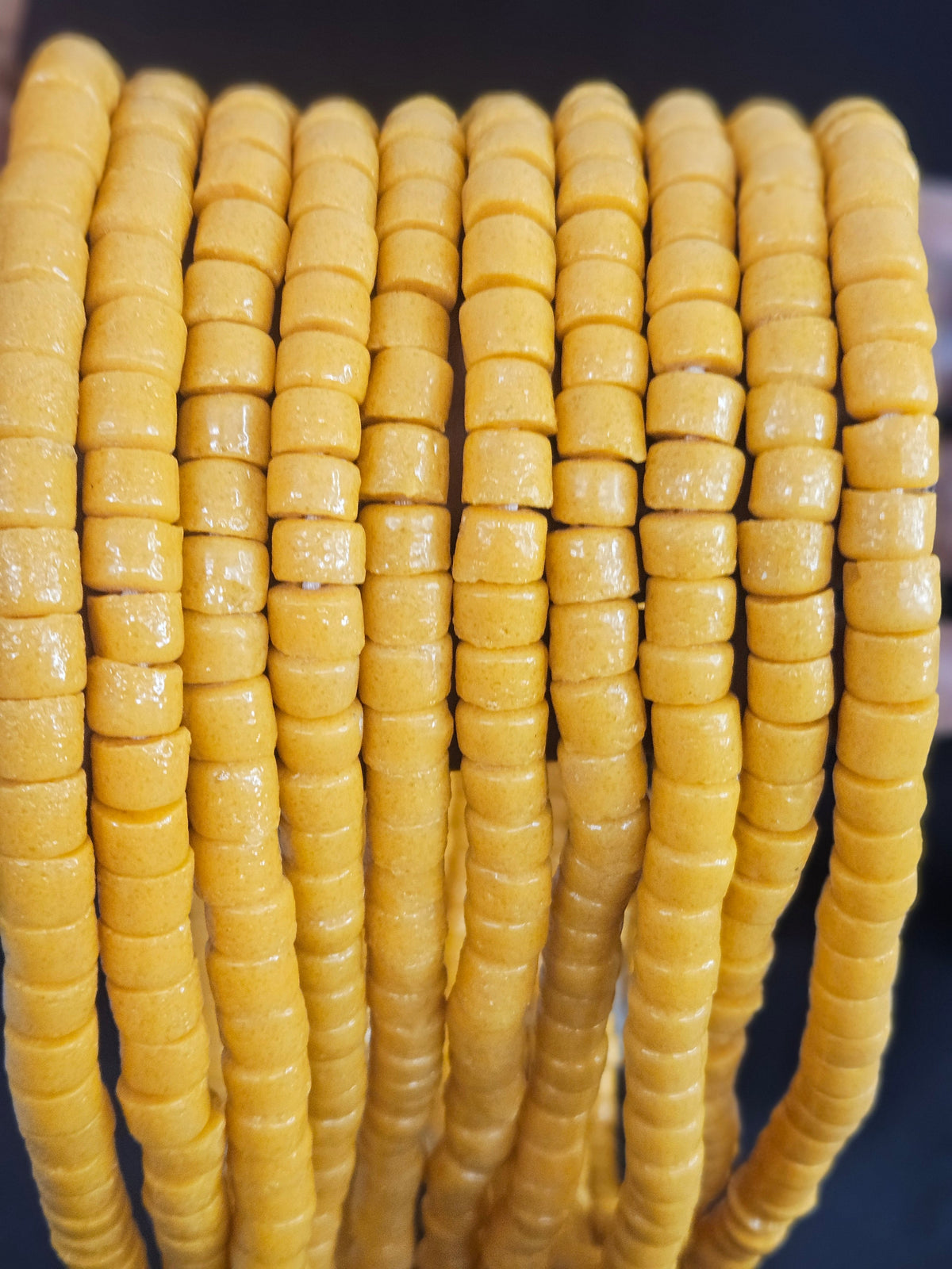Golden Ochre Krobo Glass Beads – Bead Breakout