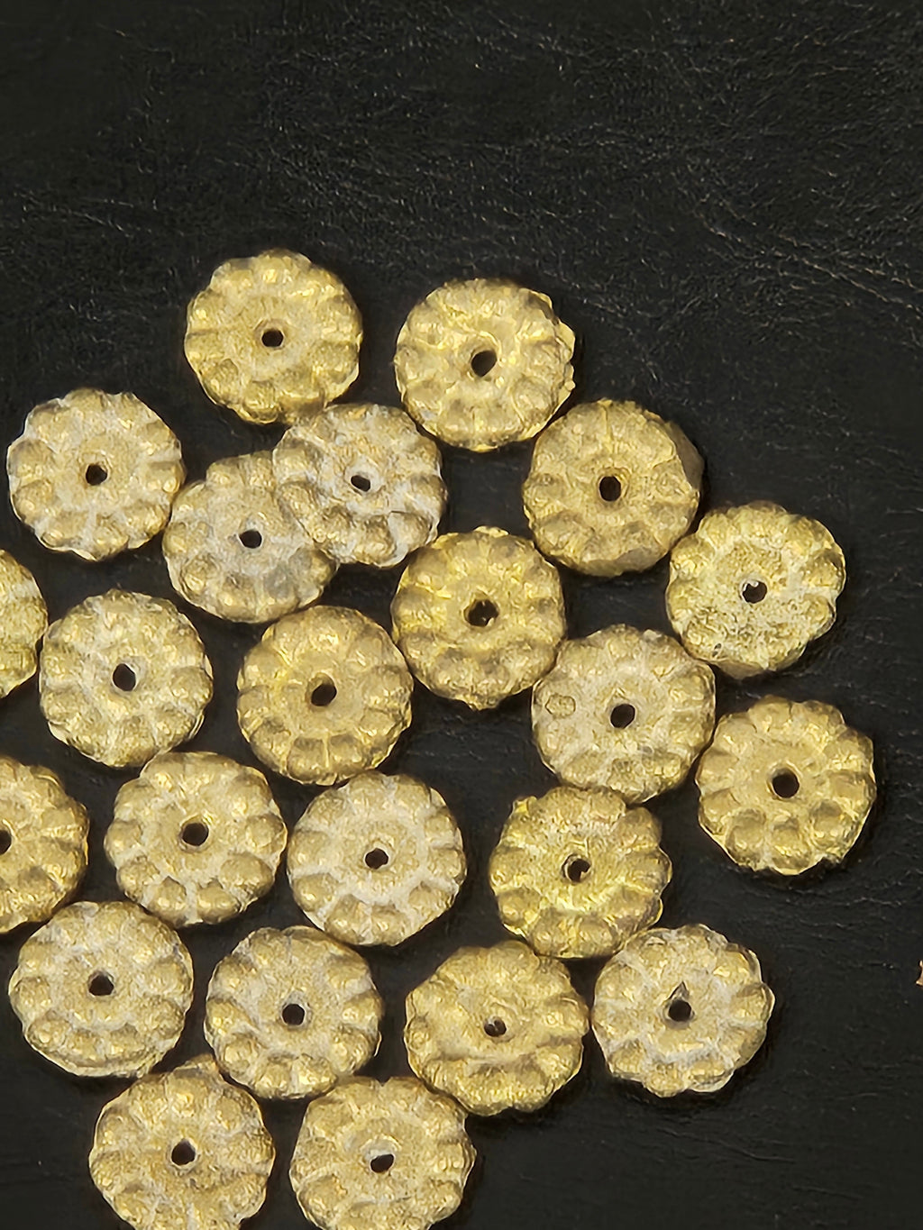 Ashanti Brass Spacer Beads – Textured 12–13mm Disc Strand