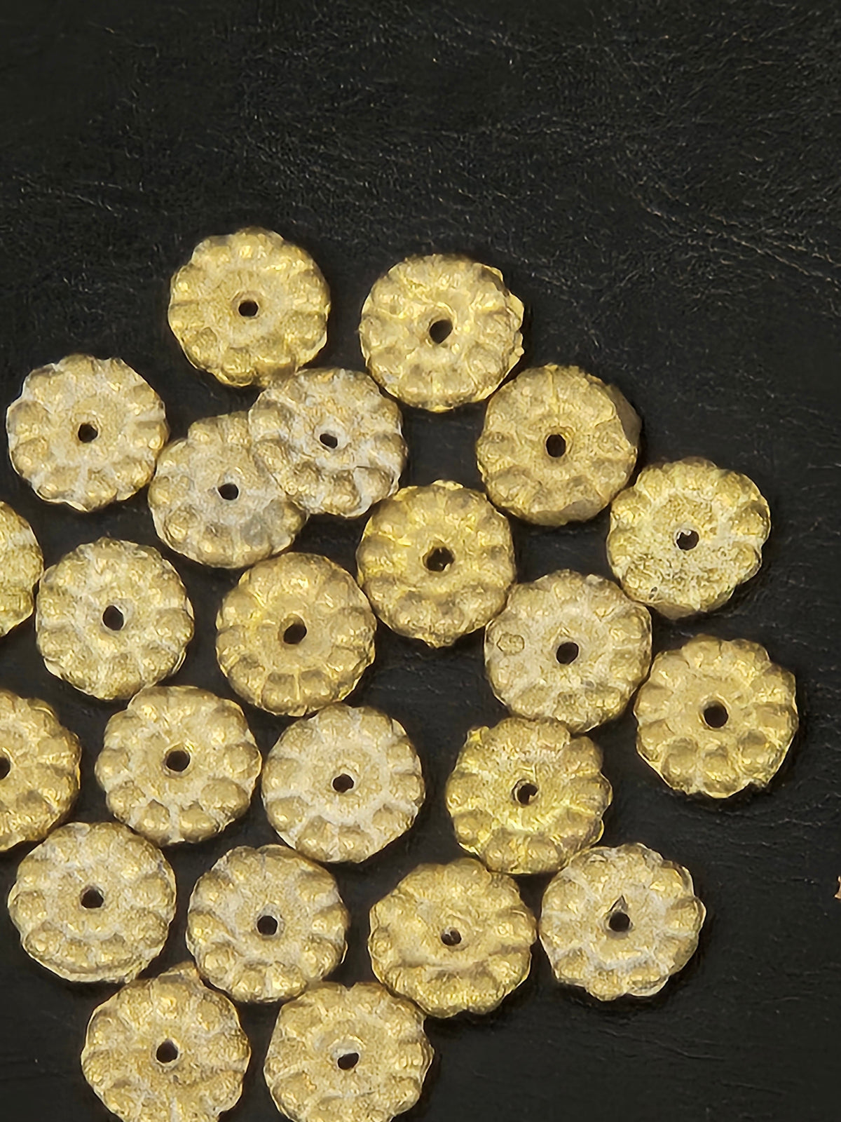 Ashanti Brass Spacer Beads – Textured 12–13mm Disc Strand