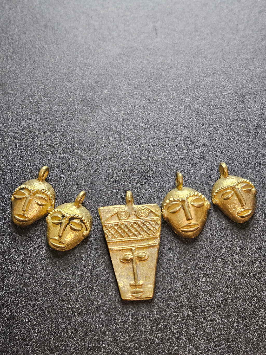 ashanti brass mask pendant necklace set ghanaian gold