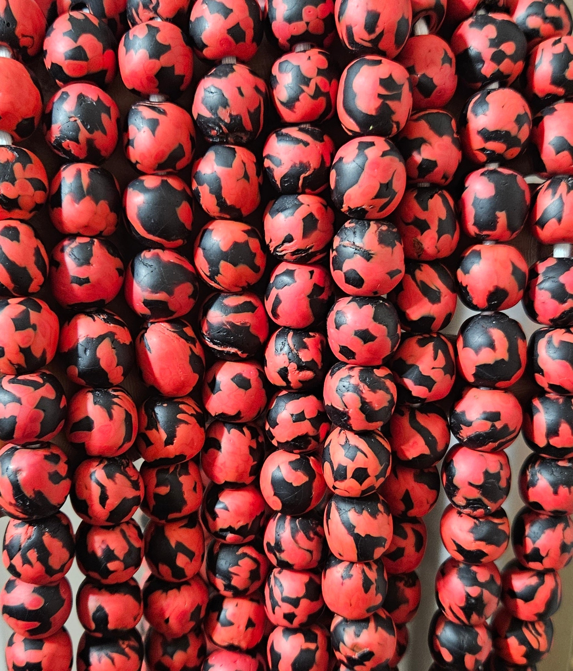 fused african recycled glass round beads #3514 side view