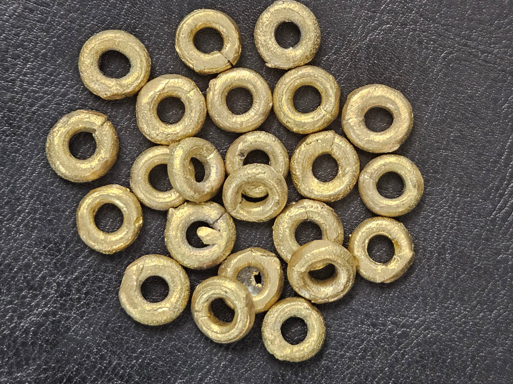 Ashanti Brass Ring Spacer Beads – 10–13mm, Approx. 23 Pack