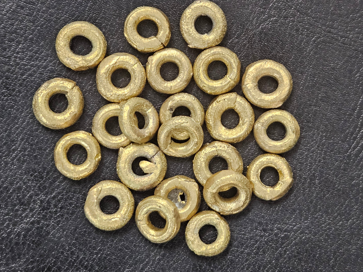 Ashanti Brass Ring Spacer Beads – 10–13mm, Approx. 23 Pack
