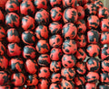 fused african recycled glass round beads #3514 red cranberry strand