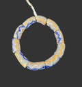 African Glass Beads – Painted Krobo Long Tubes, Gray Blue & Gold