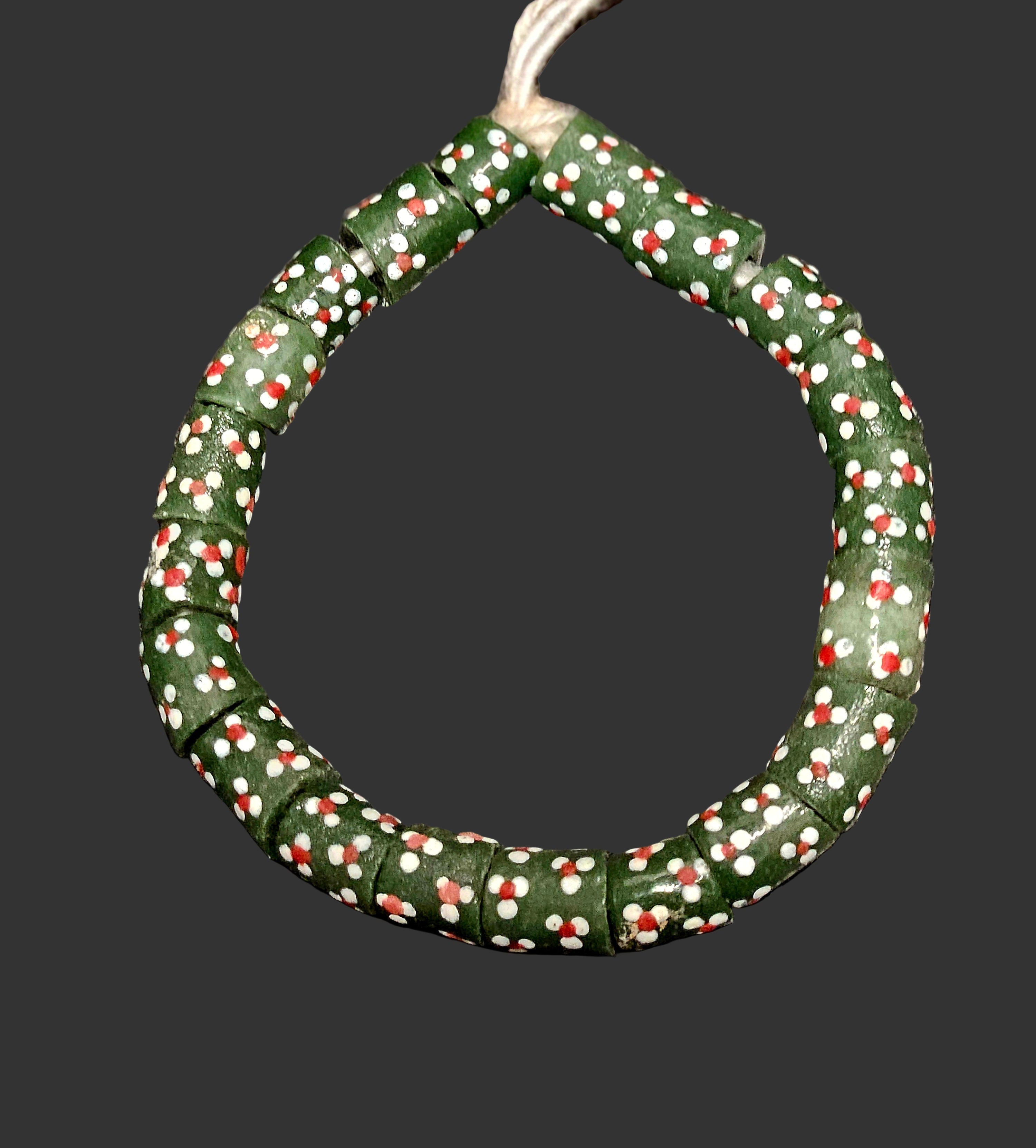 dark green krobo recycled glass beads ring detail